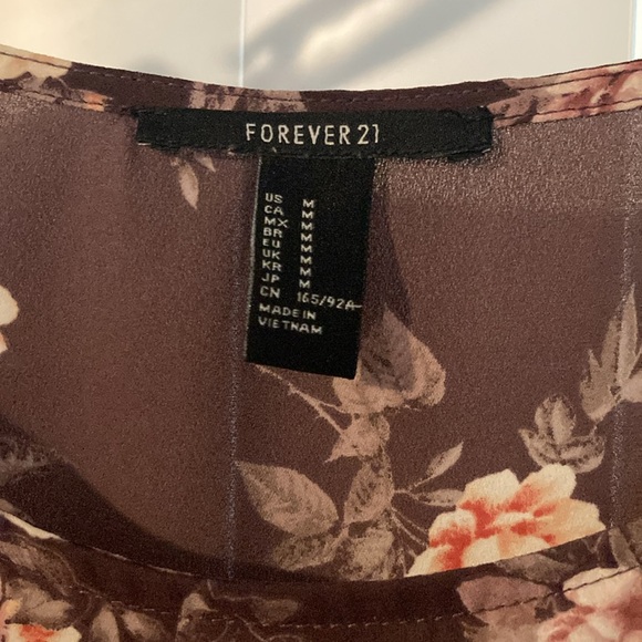 Lightweight brown/eggplant floral top from Forever 21; size Medium - Picture 2 of 4